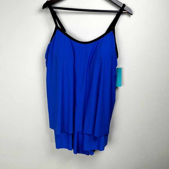 New Aqua Green One Piece Swimsuit Plus Size18W Adjustable Straps Modest Pool Fun - Picture 1 of 5